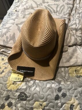 Madd Hatter Brown Straw Fedora with Rhinestone Band